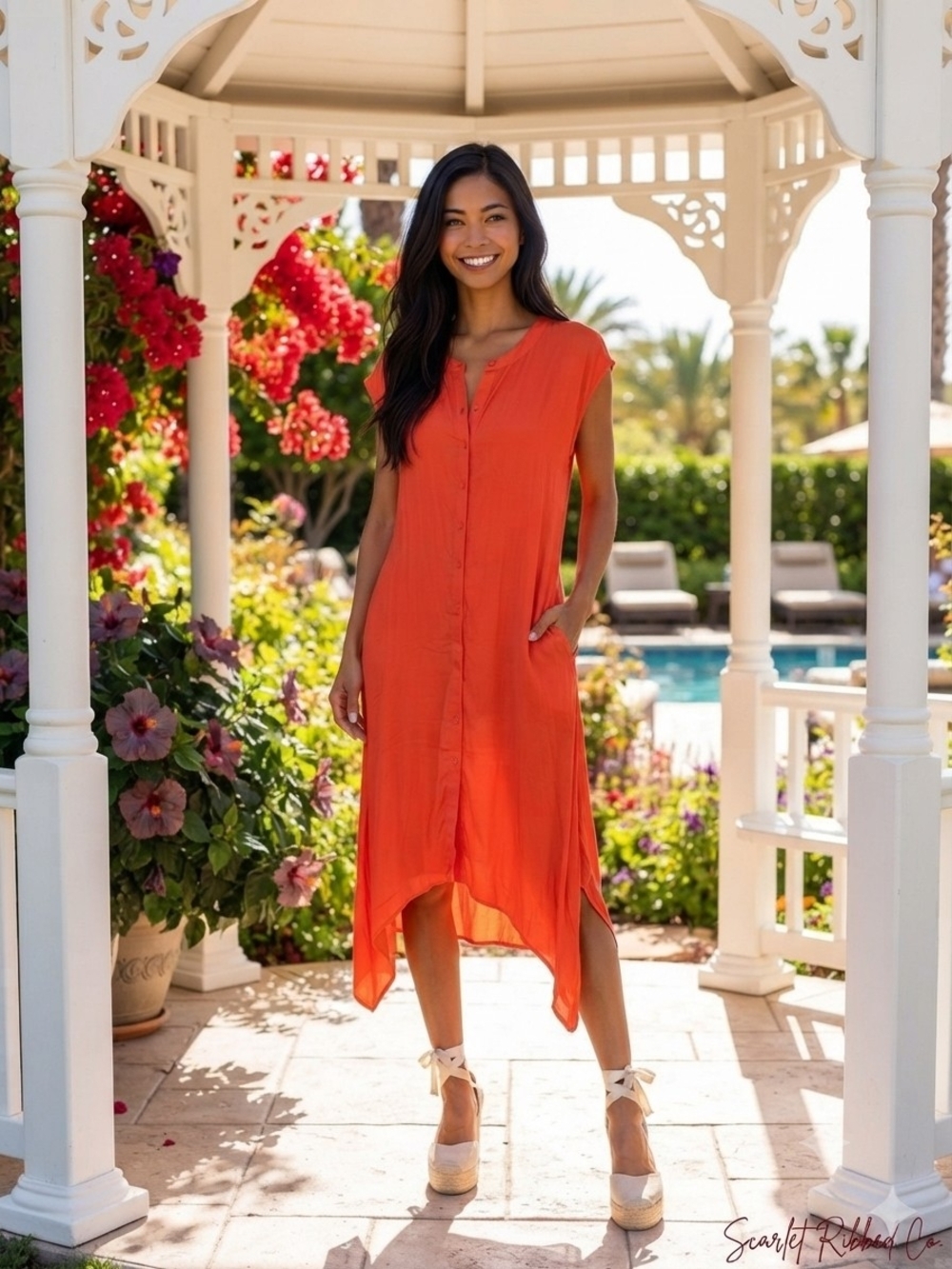 ✨️Stunning Vibrant Orange Worthington Handkerchief Hem Dress✨️